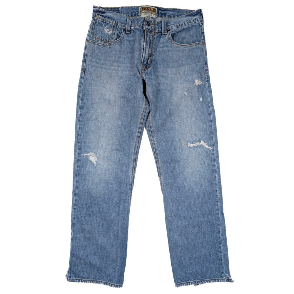 Levi's 514 Slim Straight Distressed Medium Wash Blue Jeans Mens 34x32